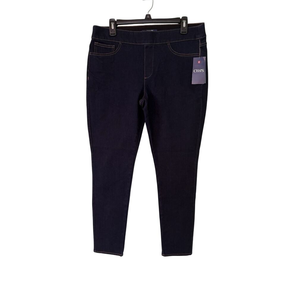 Chaps Women's Icon Large Navy Blue Super Stretch Legging Jeans Retail $59 34x29